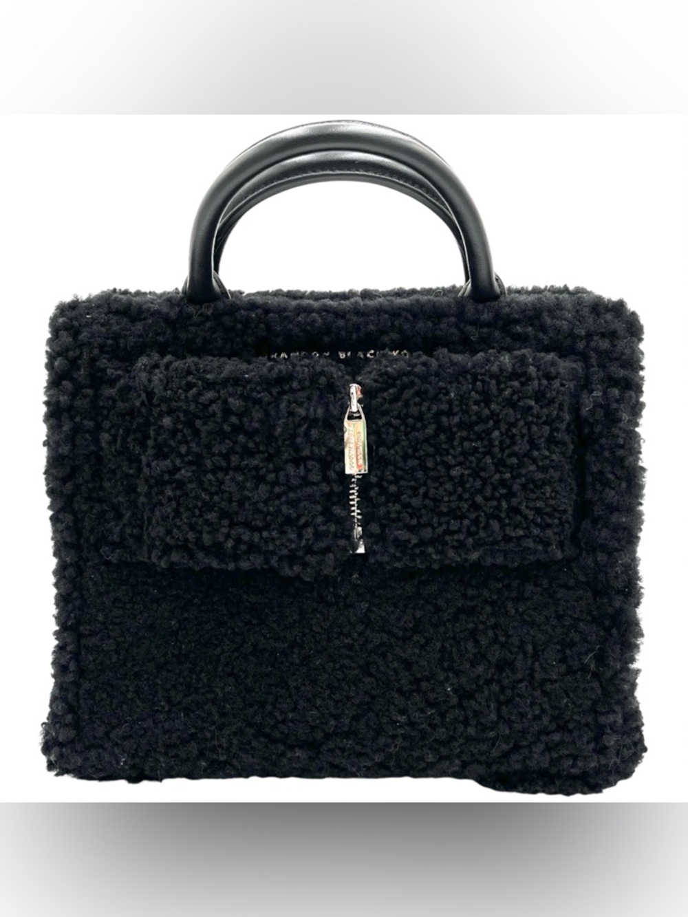 Brandon Blackwood Medium Kuei Bag in Black Shearling